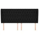 Tăblie de pat cu aripioare, negru, 203x23x118/128 cm, textil