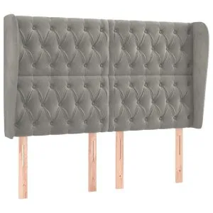 Tăblie de pat cu aripioare gri deschis 147x23x118/128cm catifea