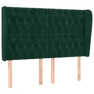 Tăblie pat cu aripioare verde închis 163x23x118/128 cm catifea