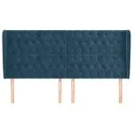 Tăblie pat cu urechi albastru închis 183x23x118/128 cm catifea