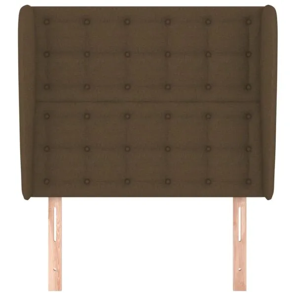 Tăblie de pat cu aripioare maro închis 93x23x118/128 cm textil