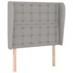 Tăblie de pat cu aripioare gri deschis 103x23x118/128 cm textil
