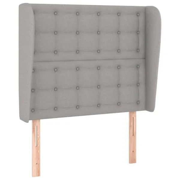 Tăblie de pat cu aripioare gri deschis 103x23x118/128 cm textil