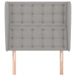 Tăblie de pat cu aripioare gri deschis 103x23x118/128 cm textil