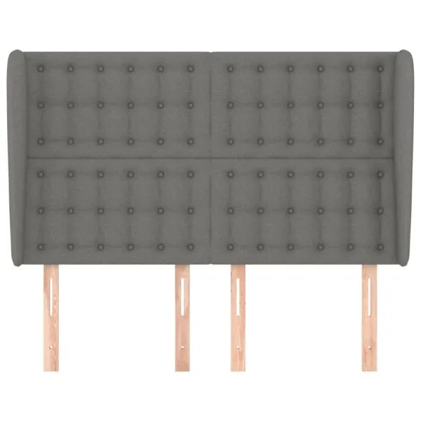 Tăblie de pat cu aripioare gri închis 147x23x118/128 cm textil