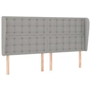Tăblie de pat cu aripioare gri deschis 203x23x118/128 cm textil