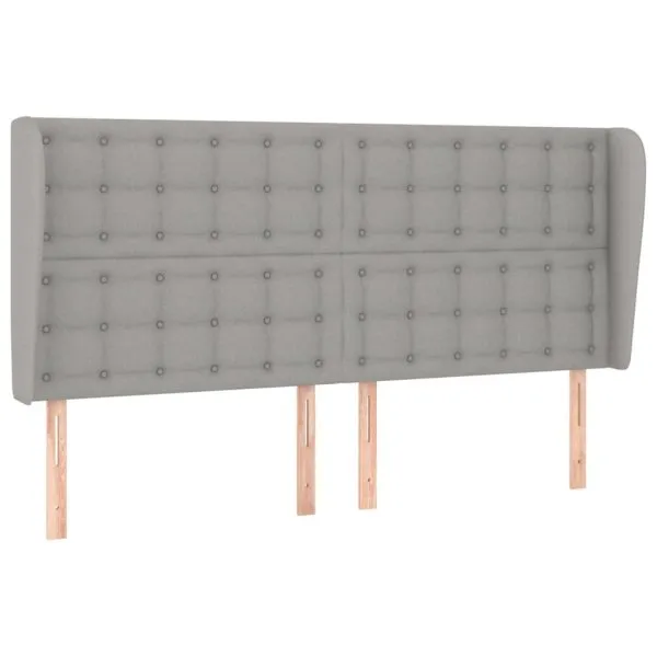 Tăblie de pat cu aripioare gri deschis 203x23x118/128 cm textil