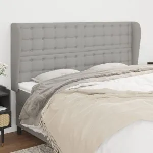 Tăblie de pat cu aripioare gri deschis 203x23x118/128 cm textil