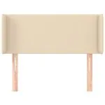 Tăblie de pat cu aripioare crem 83x16x78/88 cm textil