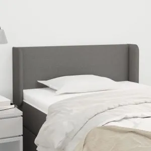 Tăblie de pat cu aripioare gri închis 93x16x78/88 cm textil