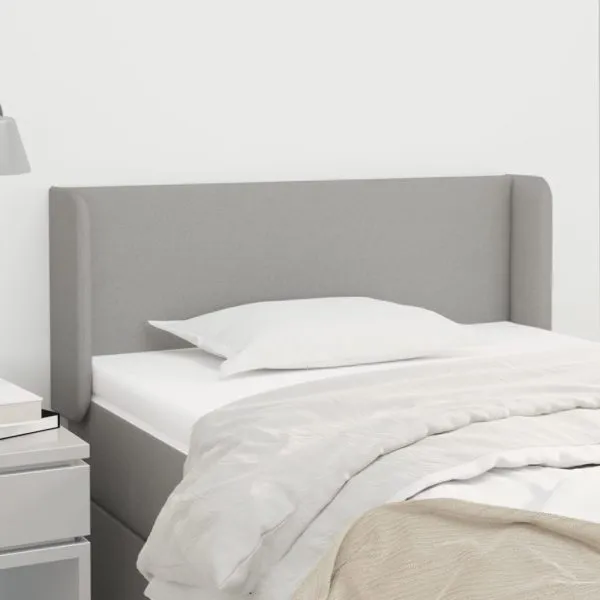 Tăblie de pat cu aripioare gri deschis 103x16x78/88 cm textil