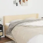 Tăblie de pat cu aripioare crem 163x16x78/88 cm textil