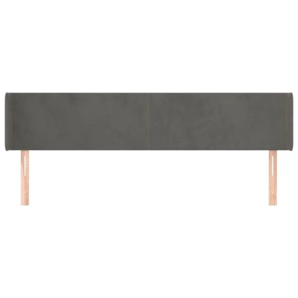 Tăblie de pat cu aripioare gri închis 163x16x78/88 cm catifea
