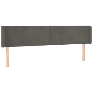 Tăblie de pat cu aripioare gri închis 203x16x78/88 cm catifea