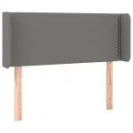 Tăblie de pat cu aripioare gri închis 93x16x78/88 cm textil