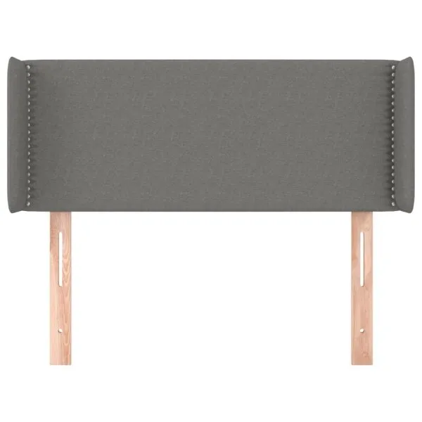 Tăblie de pat cu aripioare gri închis 93x16x78/88 cm textil