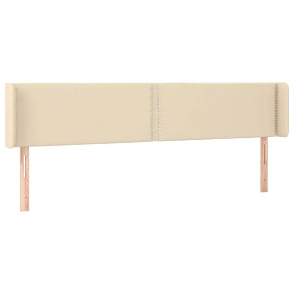 Tăblie de pat cu aripioare, crem, 183x16x78/88 cm textil