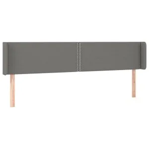 Tăblie de pat cu aripioare gri închis 203x16x78/88 cm textil