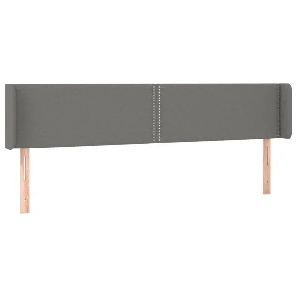 Tăblie de pat cu aripioare gri închis 203x16x78/88 cm textil