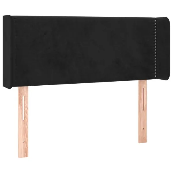 Tăblie de pat cu aripioare negru 93x16x78/88 cm catifea