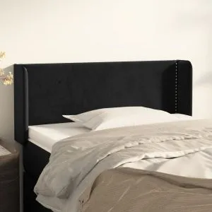 Tăblie de pat cu aripioare negru 93x16x78/88 cm catifea