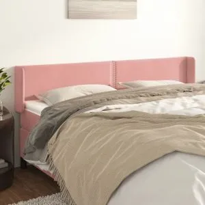 Tăblie de pat cu aripioare roz 163x16x78/88 cm catifea