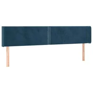 Tăblie pat cu aripioare albastru închis 203x16x78/88 cm catifea