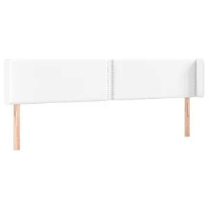 Tăblie de pat cu aripioare alb 203x16x78/88 cm piele ecologică