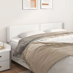 Tăblie de pat cu aripioare alb 203x16x78/88 cm piele ecologică