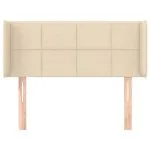 Tăblie de pat cu aripioare crem 103x16x78/88 cm textil