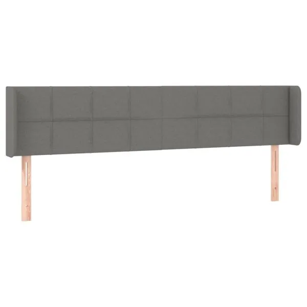 Tăblie de pat cu aripioare gri închis 163x16x78/88 cm textil