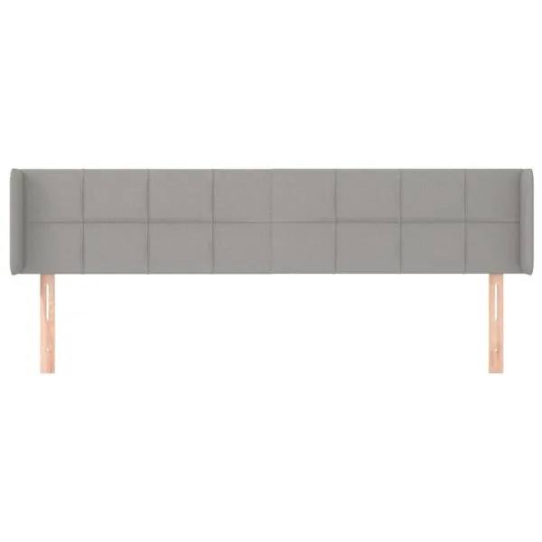 Tăblie de pat cu aripioare gri deschis 183x16x78/88 cm textil