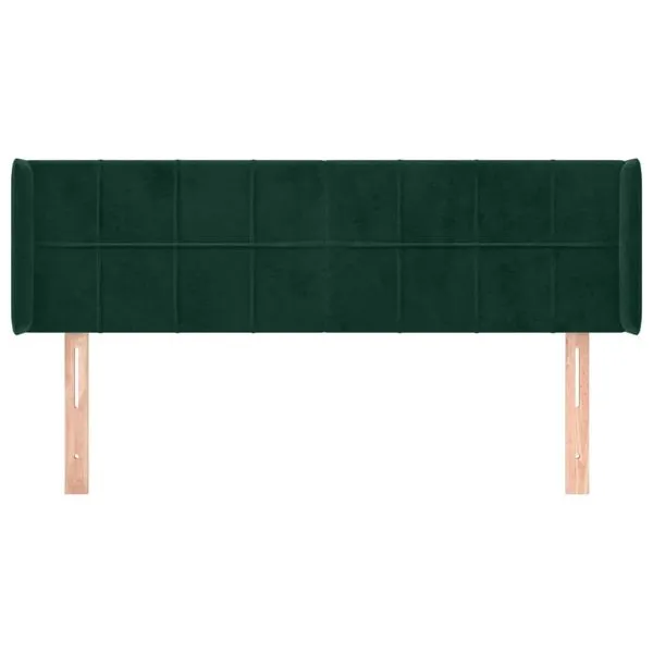 Tăblie de pat cu aripioare verde închis 147x16x78/88 cm catifea