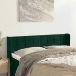 Tăblie de pat cu aripioare verde închis 147x16x78/88 cm catifea