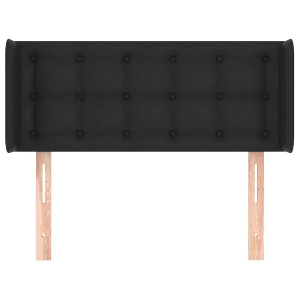 Tăblie de pat cu aripioare negru 93x16x78/88 cm piele ecologică