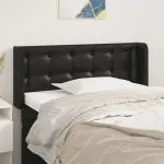Tăblie de pat cu aripioare negru 93x16x78/88 cm piele ecologică