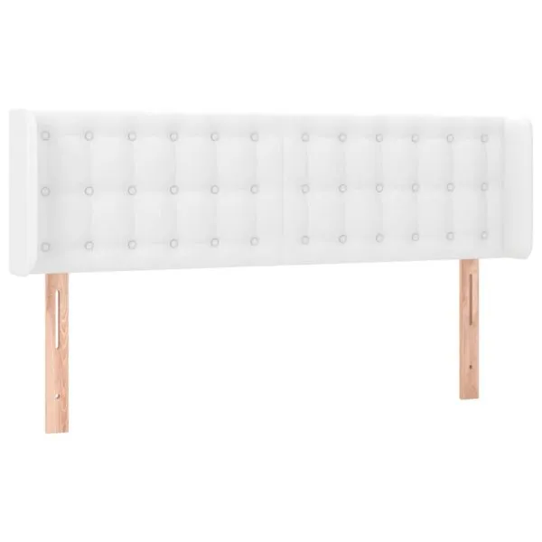 Tăblie de pat cu aripioare alb 147x16x78/88 cm piele ecologică