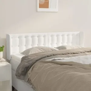 Tăblie de pat cu aripioare alb 147x16x78/88 cm piele ecologică