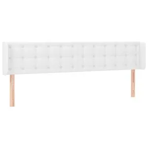 Tăblie de pat cu aripioare alb 163x16x78/88 cm piele ecologică