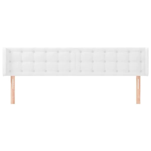 Tăblie de pat cu aripioare alb 163x16x78/88 cm piele ecologică