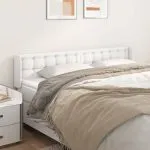 Tăblie de pat cu aripioare alb 183x16x78/88 cm piele ecologică