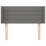Tăblie de pat cu aripioare gri închis 103x16x78/88 cm textil