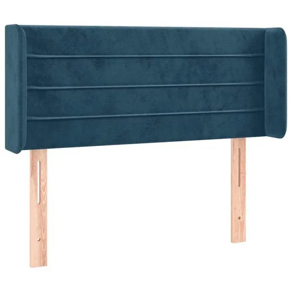 Tăblie pat cu aripioare albastru închis 93x16x78/88 cm catifea