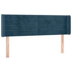 Tăblie pat cu aripioare albastru închis 147x16x78/88 cm catifea