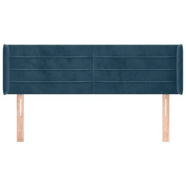 Tăblie pat cu aripioare albastru închis 147x16x78/88 cm catifea