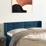 Tăblie pat cu aripioare albastru închis 147x16x78/88 cm catifea