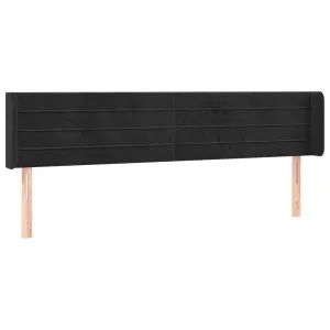 Tăblie de pat cu aripioare negru 203x16x78/88 cm catifea