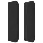 Tăblie de pat cu aripioare negru 203x16x78/88 cm catifea