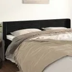 Tăblie de pat cu aripioare negru 203x16x78/88 cm catifea