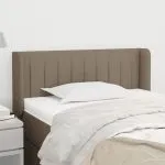 Tăblie de pat cu aripioare gri taupe 103x16x78/88 cm textil